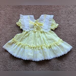 vintage marthas friends baby dress light yellow white lace 12 months fancy